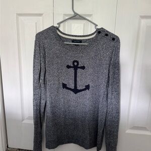 Nautica Blue and White Knit Sweater